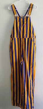 Game Bibs Size Medium Royal Blue Yellow Striped Overalls College Game Day